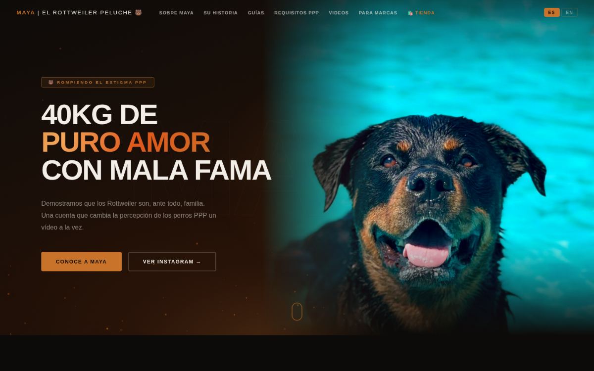 Portada de mayarottweiler.com en ordenador